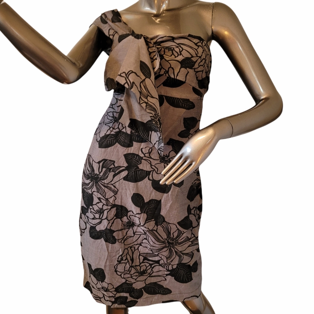 Collins One Shoulder cotton Grey & Blk Dress Sz 6